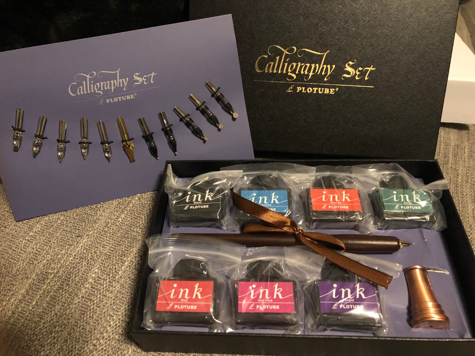Calligraphy Pen Set – Includes Wooden Dip Pen, Antique Brass Holder, 11 Nibs, 7 Colors Ink Bottles and Beginner's Manual customer photo 2