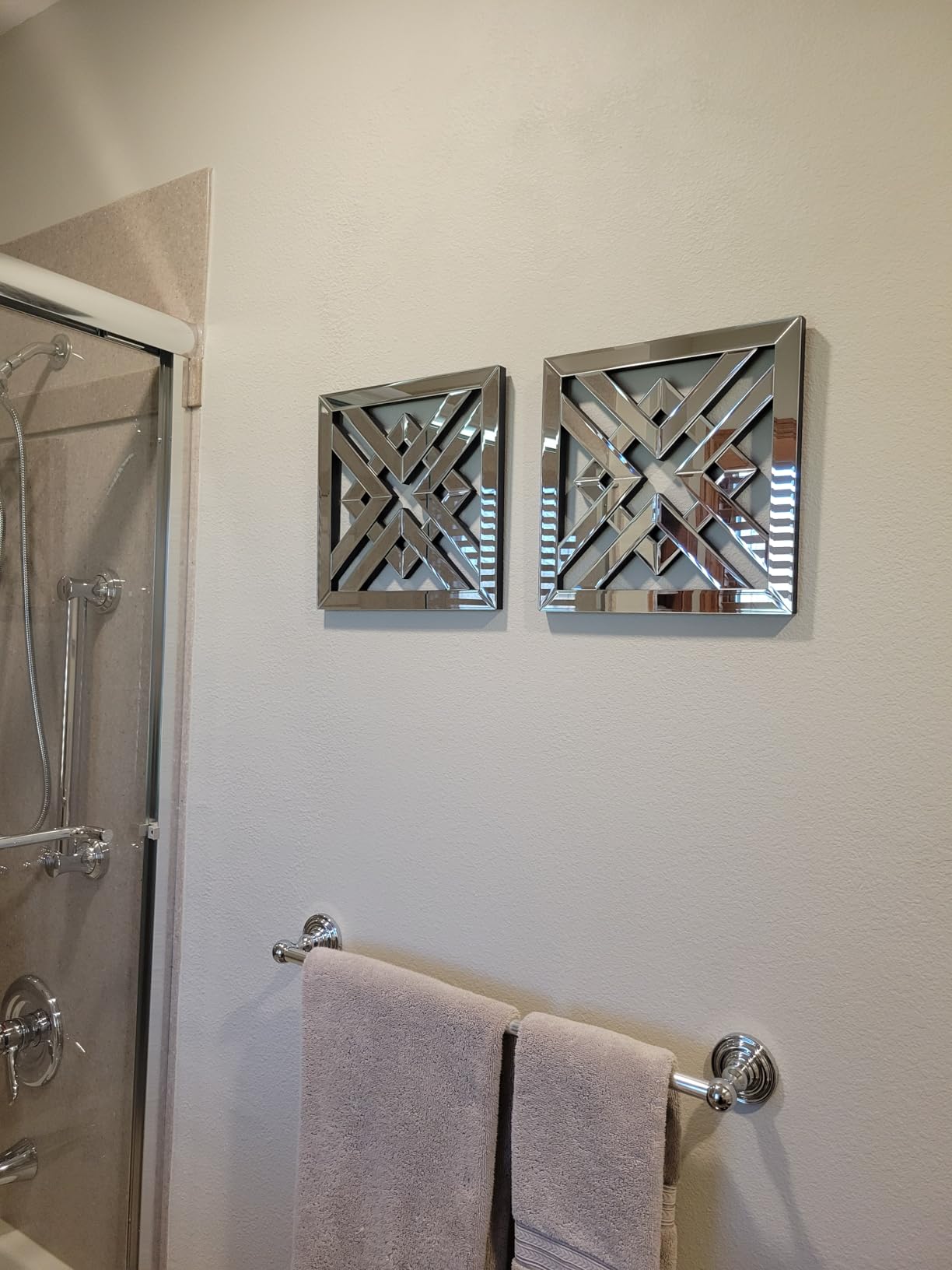QMDECOR 2 Pack Silver Mirrored Wall Decor 12.2x12.2” Decorative Mirror Modern Fashion DIY Wall-Mounted Mirrors Square Gorgeous Glam Accent Decor Vintage Decor Chic Mirror for Room Home Decor customer photo 2