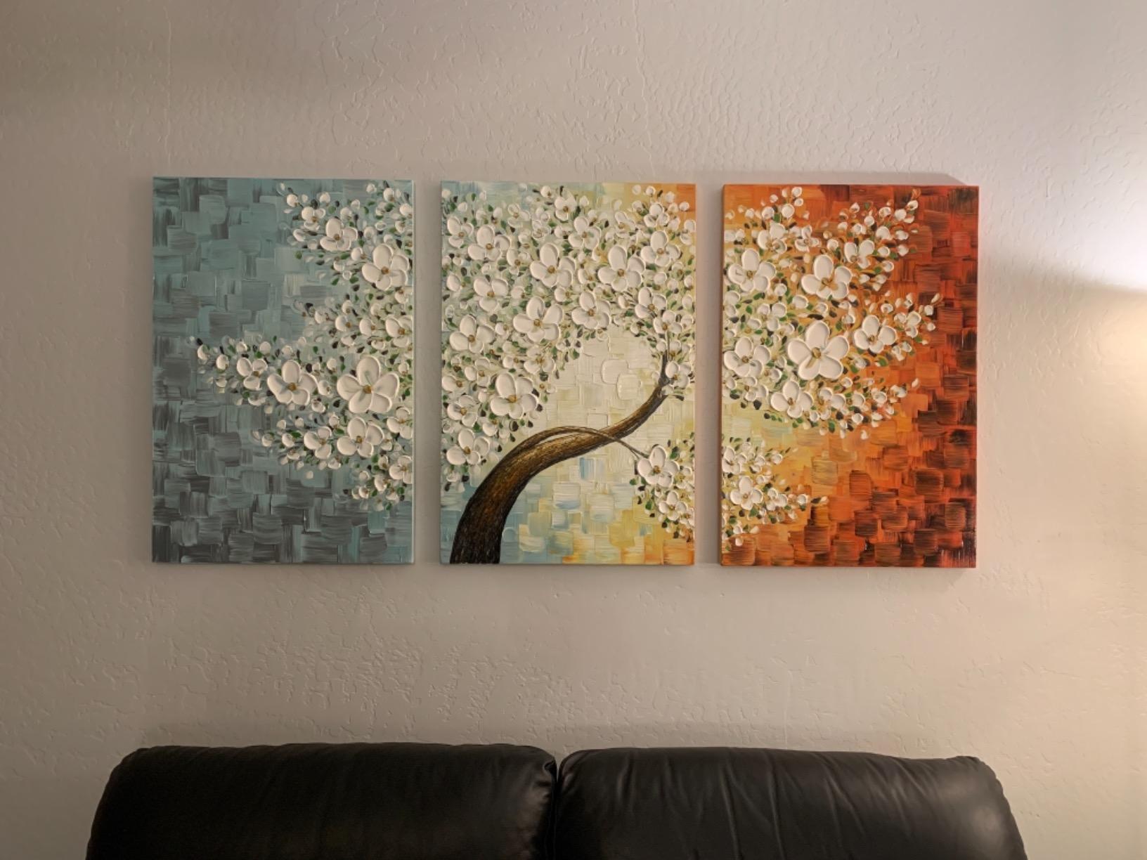 V-inspire Art, 24x60 Inch Modern Hand Painted 3D Flower Art abstract Canvas Wall Art Oil Paintings Decorations for Living room Dining room Acrylic Artwork Home Walls customer photo 2