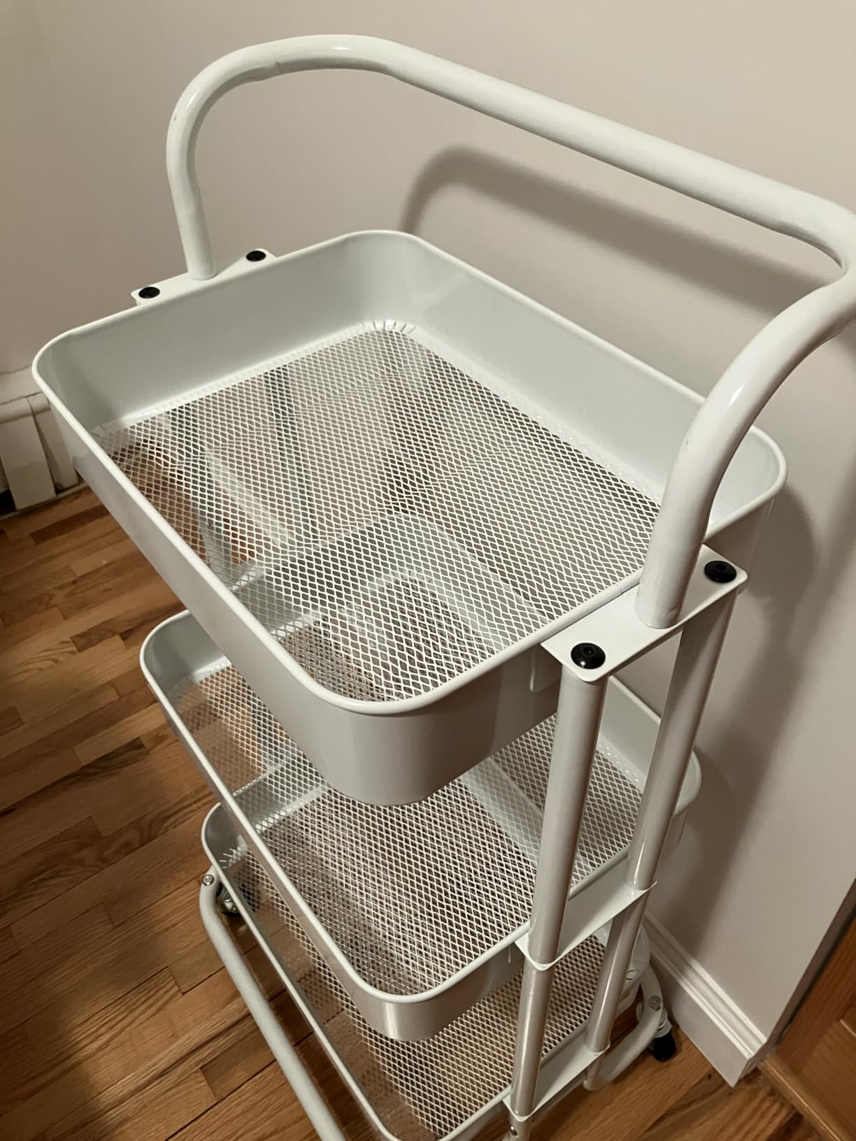 Pipishell 3 Tier Rolling Cart, Utility Cart with Wheels & Handle, White customer photo 1