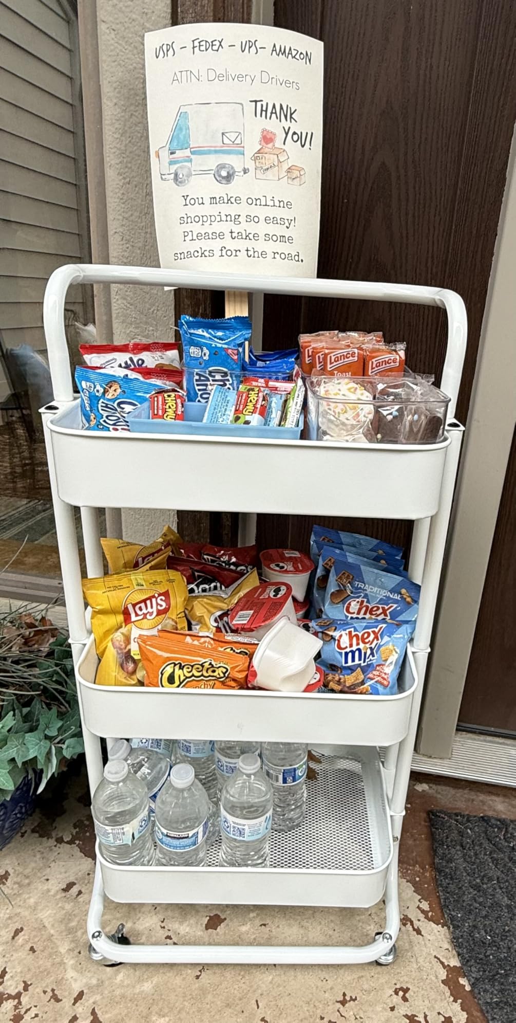 Pipishell 3 Tier Rolling Cart, Utility Cart with Wheels & Handle, White customer photo 2