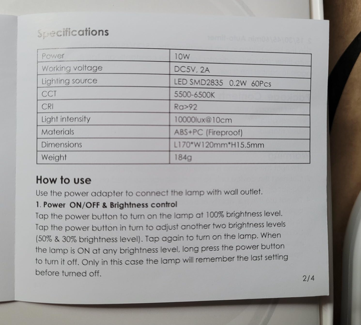 UV-Free 10000 Lux Daylight Lamp - Touch Control with 3 Brightness Levels & 4 Timer Functions, Large Surface & Rotatable Stand for Home/Office customer photo 2