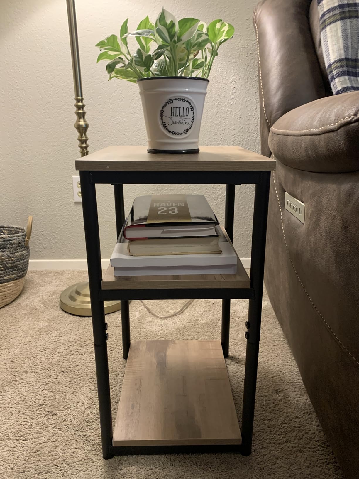 VASAGLE Side Table, Small End Table, Tall Nightstand, Steel Frame customer photo 1