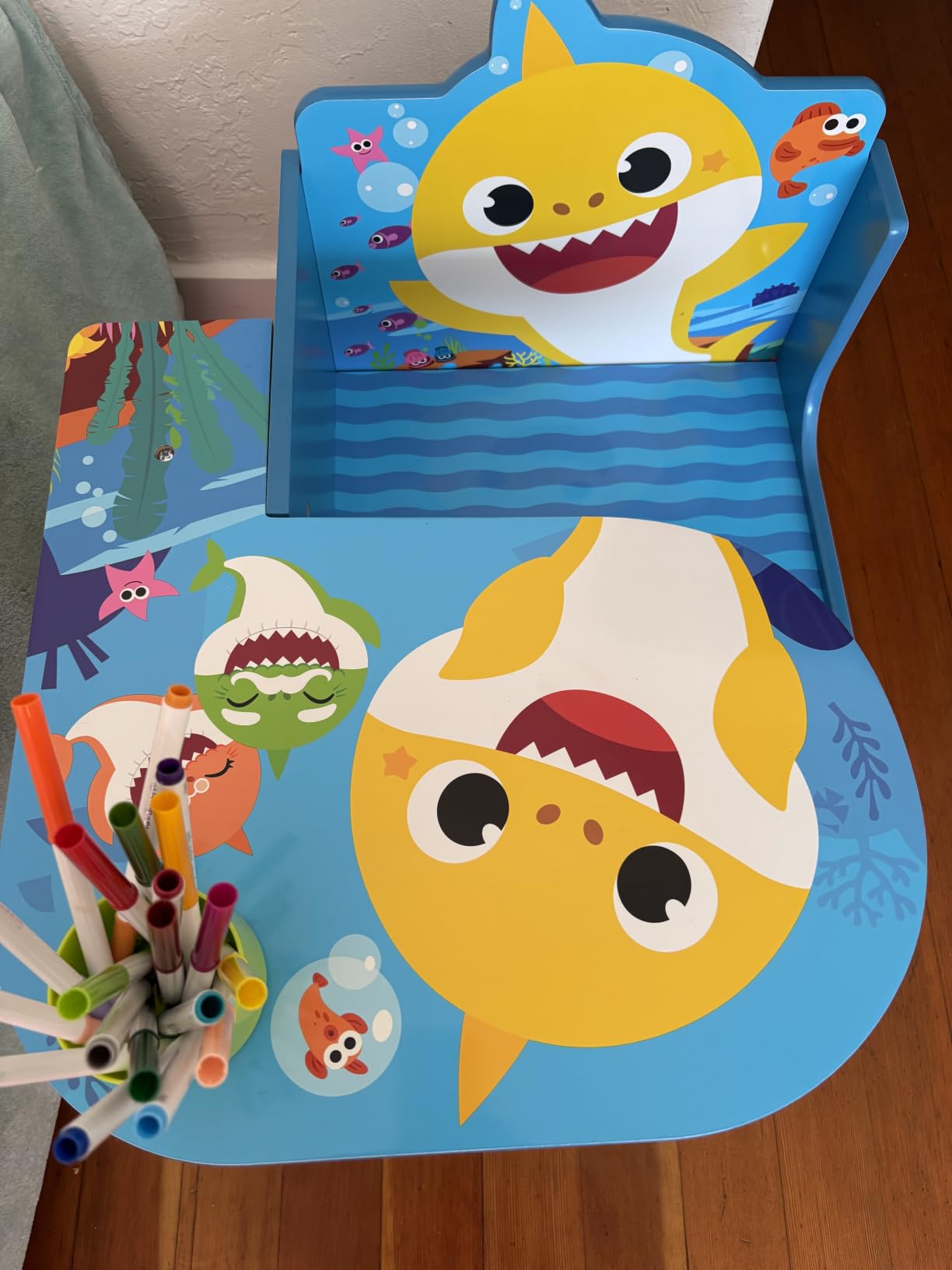 Baby Shark Chair Desk with Storage Bin - Ideal for Arts & Crafts, Snack Time, Homeschooling, Homework & More by Delta Children customer photo 1