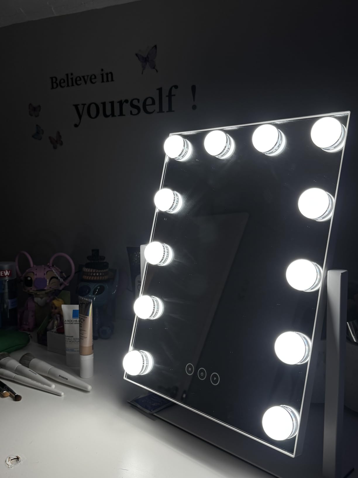 Vanity Mirror with Lights, Makeup Mirror with Lights,3 Color Lighting Modes Detachable 10X Magnification Mirror Touch Control,360°Rotation, White. customer photo 2