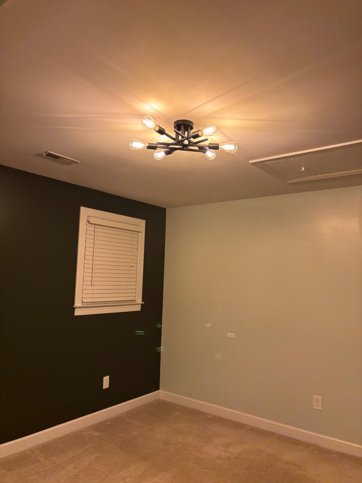 ASGYISA Semi Flush Mount Modern Ceiling Light Fixture, 6 Lights Black Vintage Matte Sputnik Chandelier Ceiling Lamp with E26 Bulb Base for Farmhouse Dining Room Living Room Bedroom Study Kitchen customer photo 2