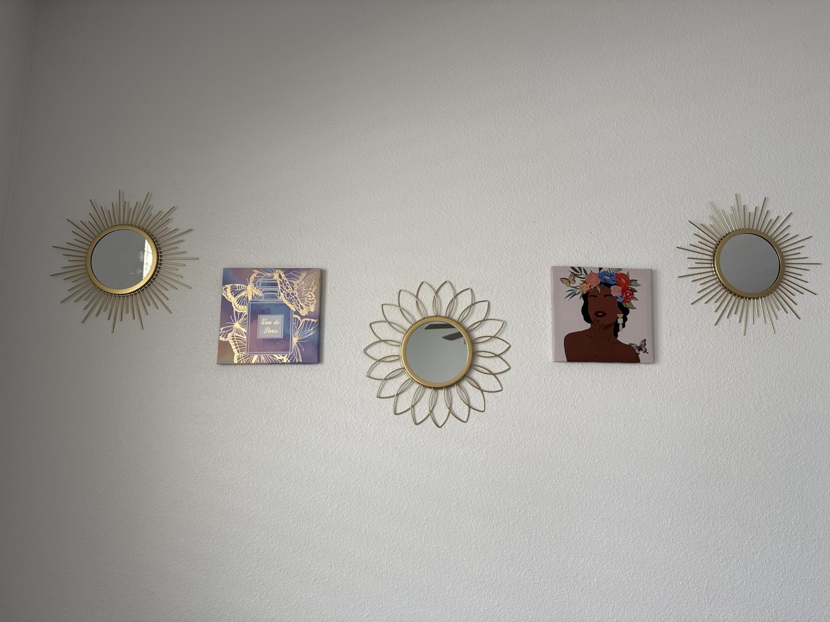 3 Pack Metal Mirrors for Wall Gold Sunburst Wall Mirror Home Decor Accent customer photo 2