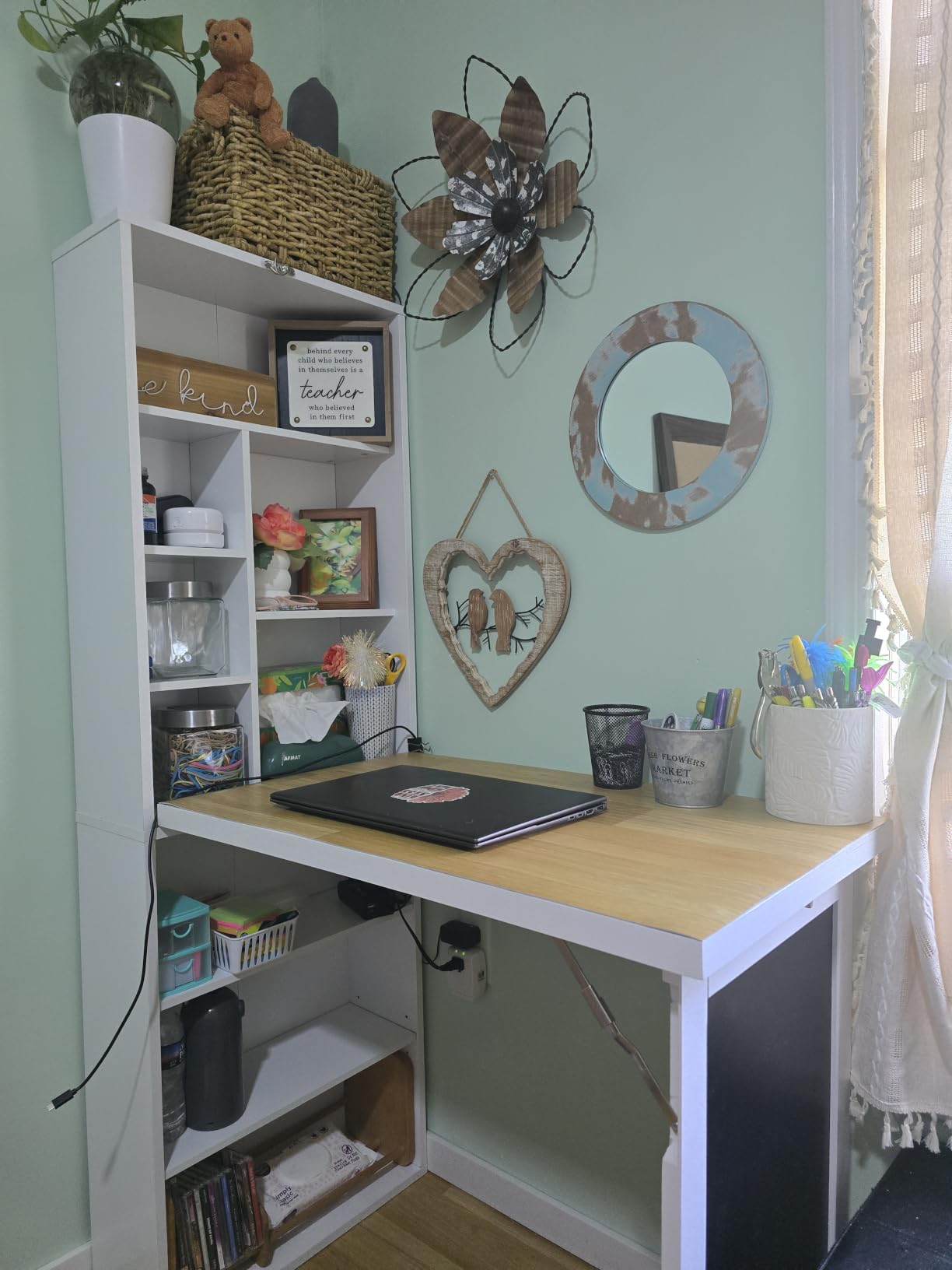 HOMCOM Foldable Desk Wall Mounted Convertible Table for Small Spaces, Gray customer photo 1