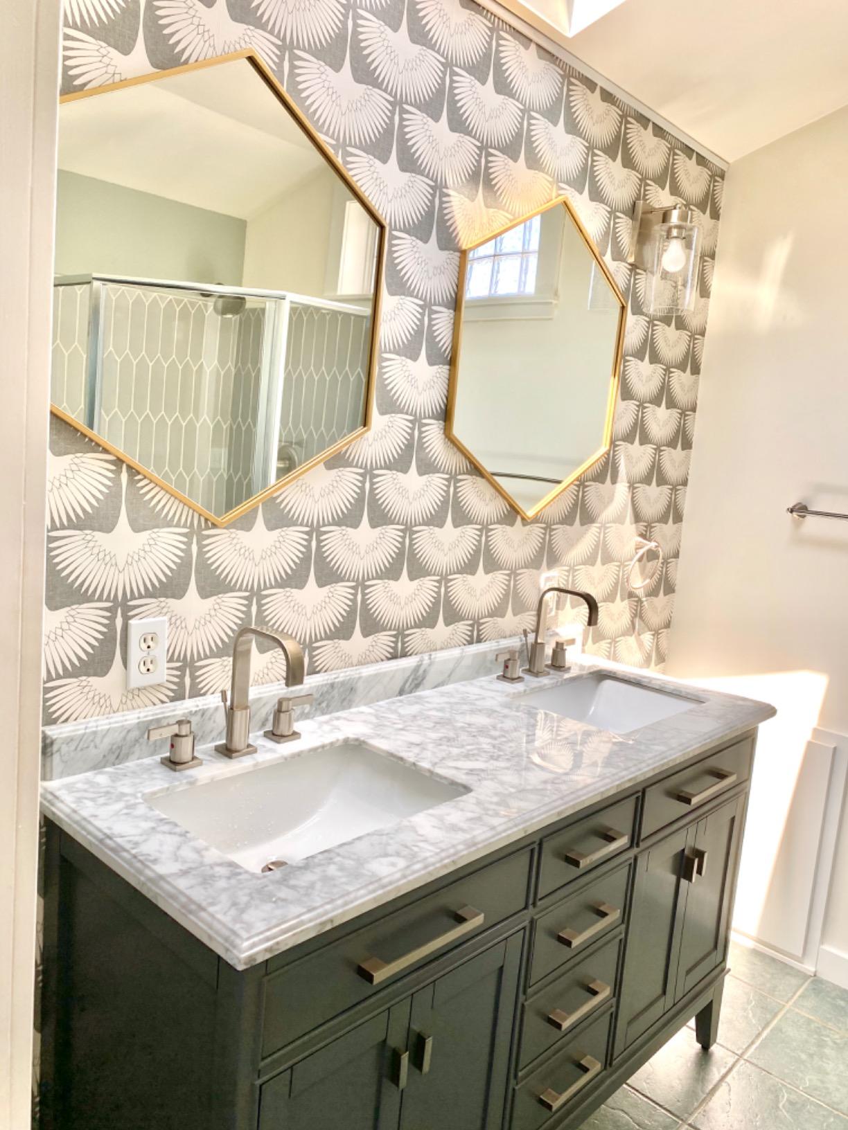 Tempaper x Genevieve Gorder Storm Gray Feather Flock Removable Peel and Stick Wallpaper, 20.5 in X 16.5 ft, Made in the USA customer photo 1
