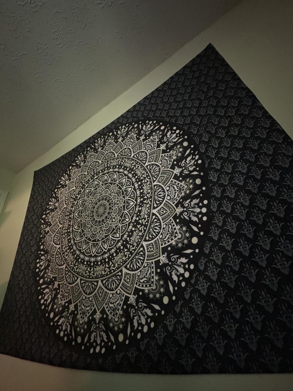 Black Mandala Tapestry Wall Hanging Psychedelic Wall Tapestry Aesthetic Indian Hippie Decor Bohemian Art Boho Home Decoration for Bedroom,Living Room,Dorm customer photo 1
