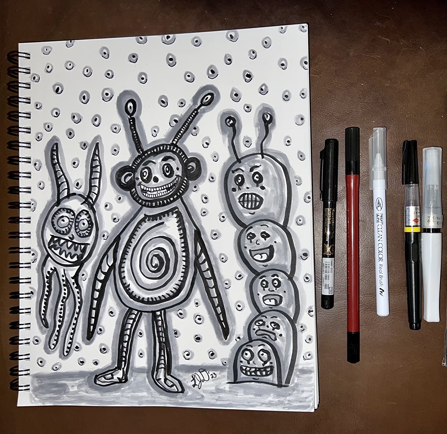 Kuretake Zig Inktober pen set, for Illustration, Manga Drawing, Lettering and Calligraphy, Professional Artist, Made in Japan (FUDEGOKOCHI(3pcs.)) customer photo 2
