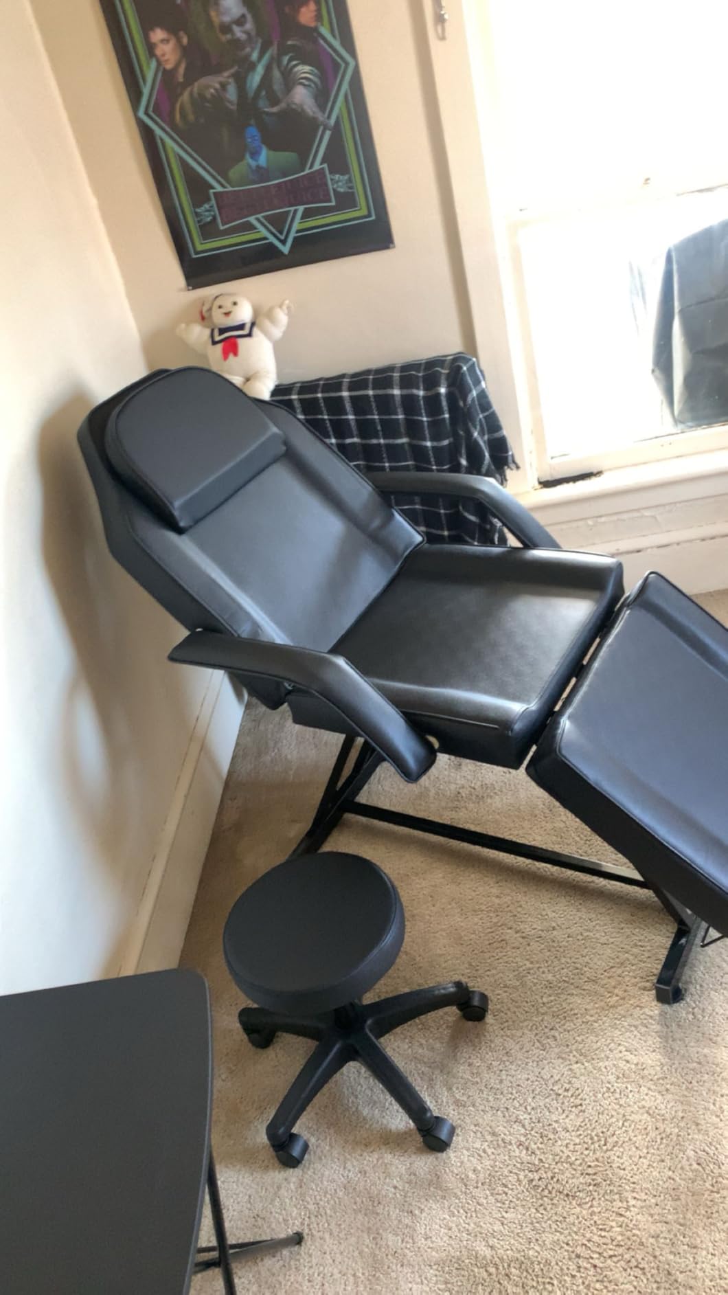 OmySalon Massage Salon Tattoo Chair Esthetician Bed with Hydraulic Stool,Multi-Purpose 3-Section Facial Bed Table, Adjustable Beauty Barber Spa Beauty Equipment, Black customer photo 2