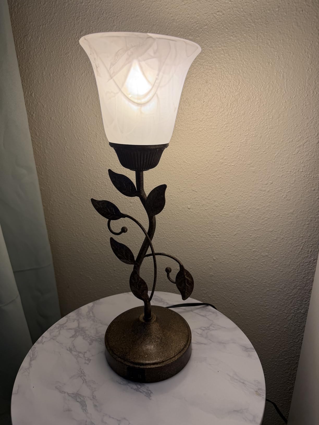 Touch Control Leaf Vintage Table Lamp with 3-Way Dimmable 2 USB C+A Ports customer photo 1