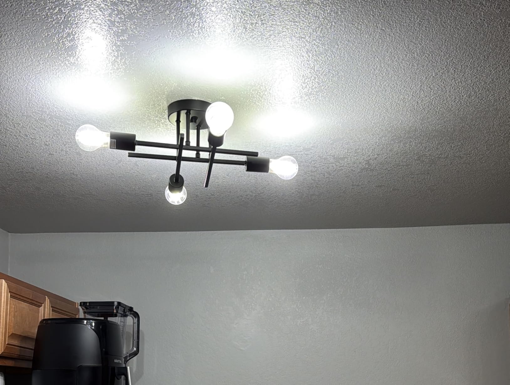 TOBUSA Modern 4-Light Semi Flush Mount Ceiling Light Fixture, Matte Black customer photo 2