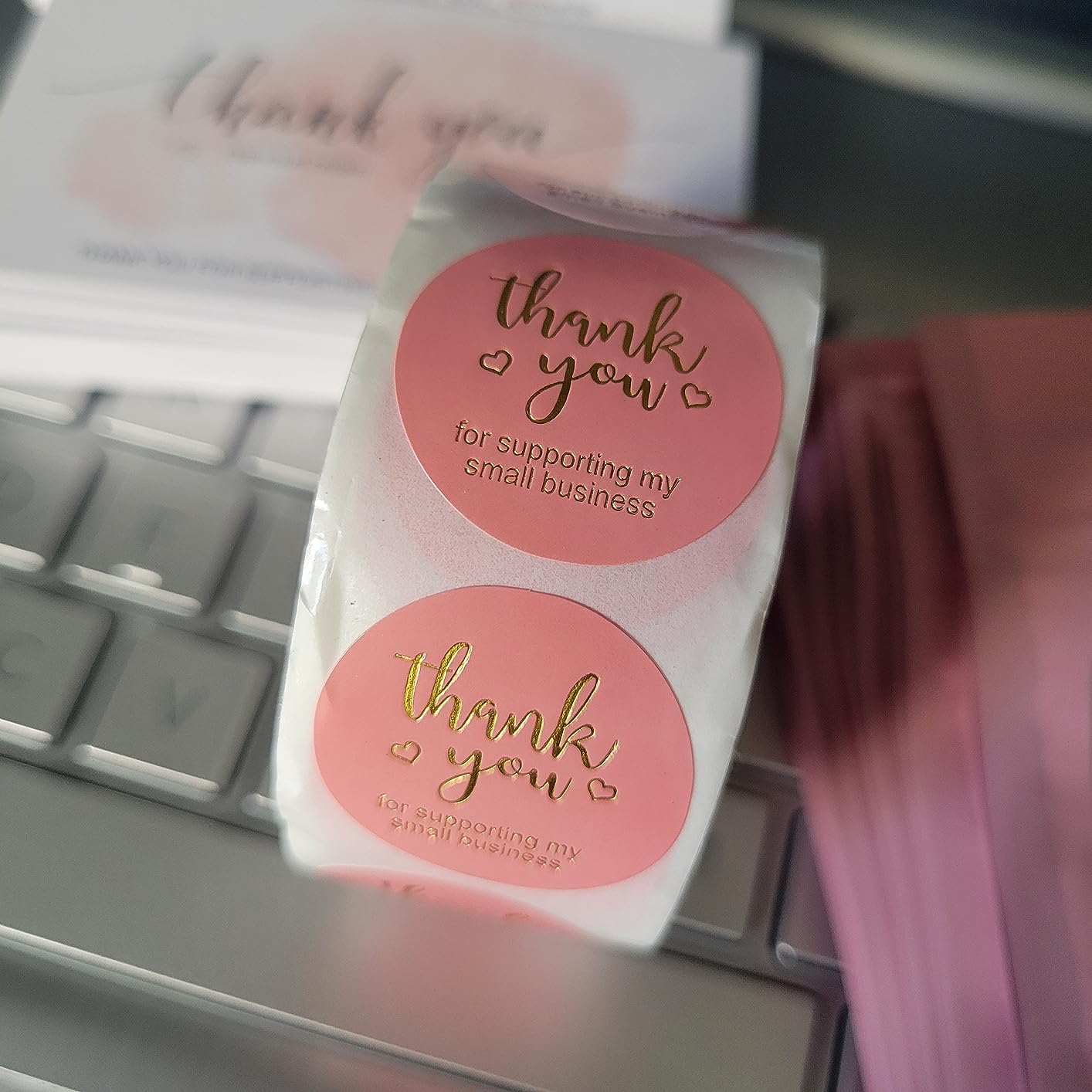 620 Pcs Thank You for Supporting My Small Business Set, Pink customer photo 1