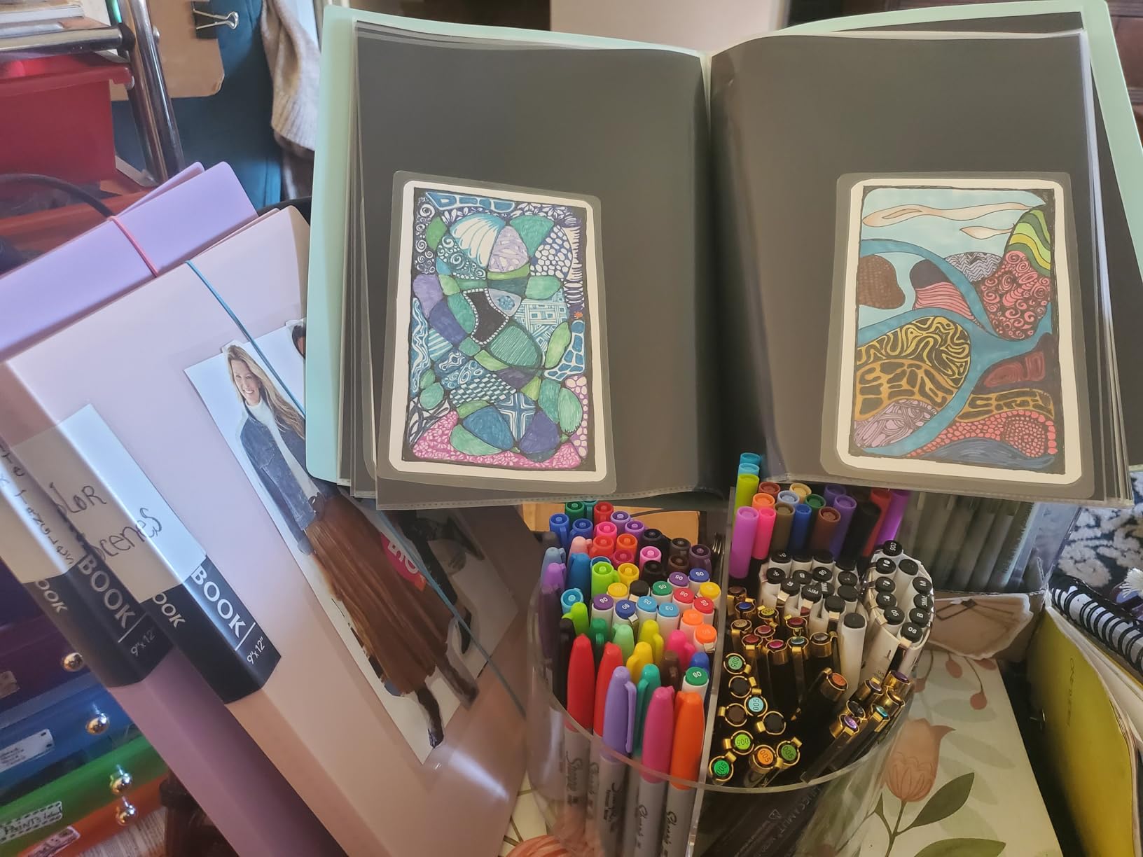 Sooez Art Portfolios 11x17, Portfolio Folder with 30 Pockets & Black Inner customer photo 1