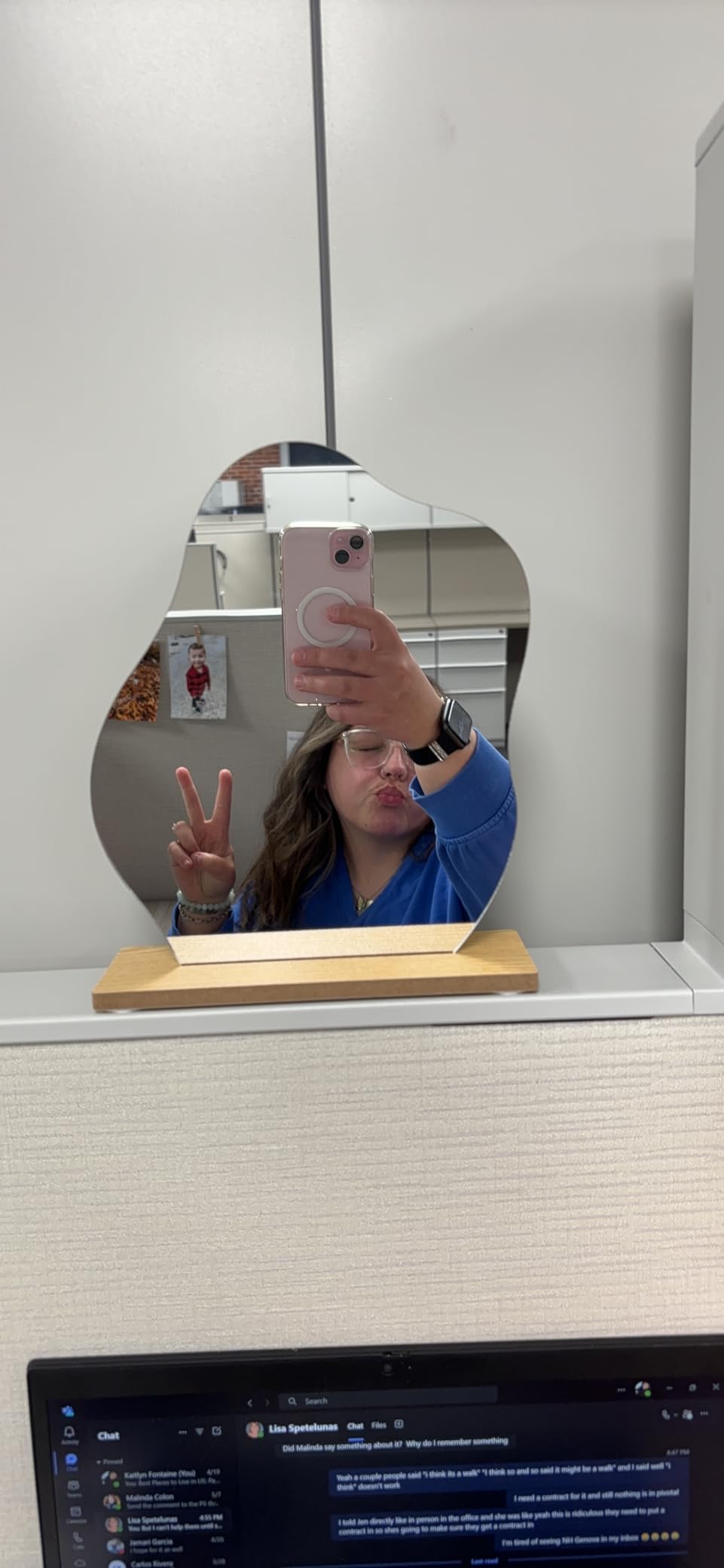 Irregular Aesthetic Vanity Mirror Frameless, Decorative Desk Tabletop Acrylic Mirrors with Wooden Stand for Living Room, Bedroom, Office and Minimal Spaces Home Decor - Cloud Shape customer photo 2