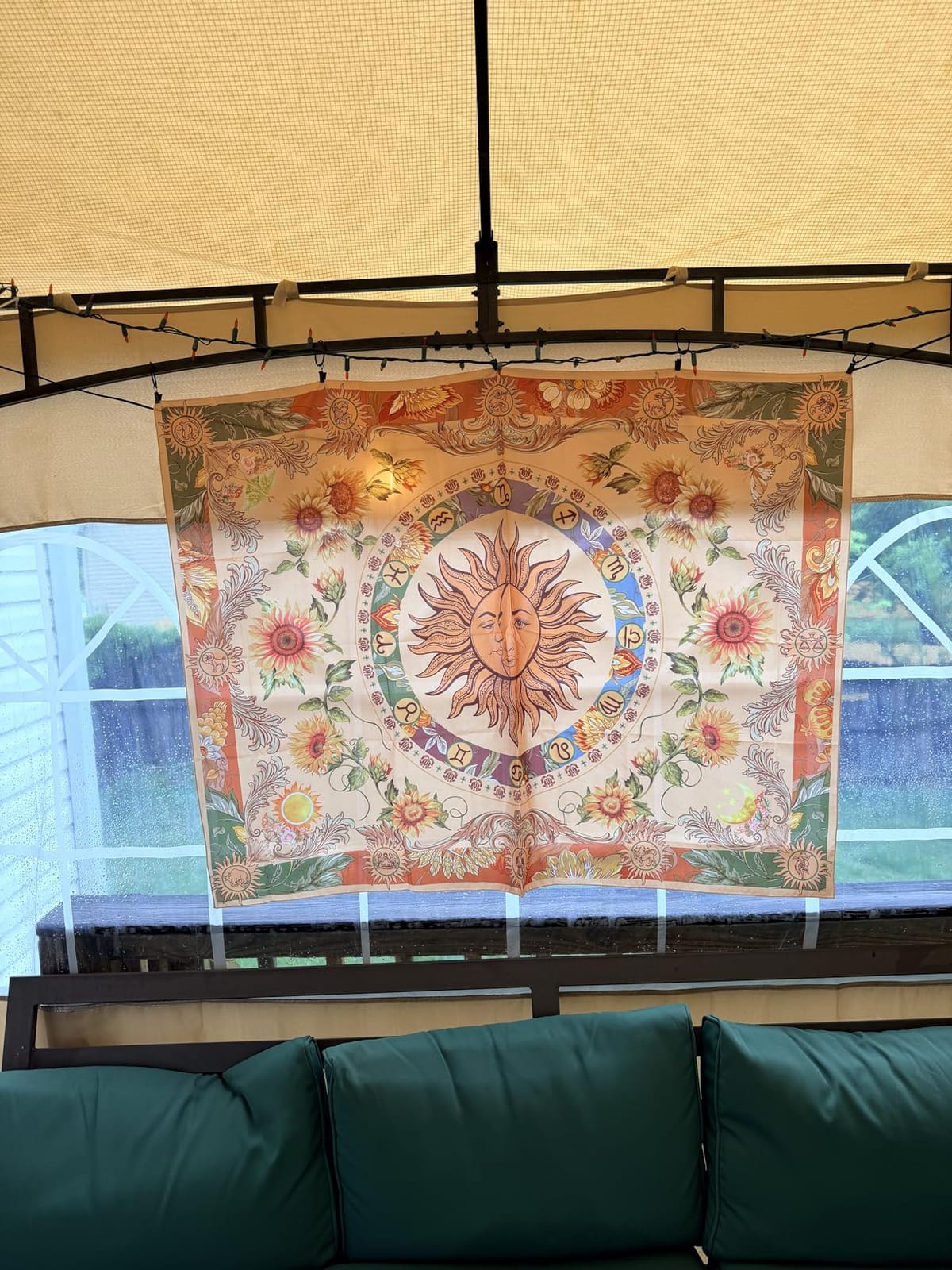 Accnicc Yellow Sun and Moon Tapestry Vintage Indie Boho Tapestry Wall Hanging with Sunflowers Butterfly Moth Constellation Aesthetic Wall Tapestries for Bedroom Dorm Living Room (Orange, 48'' × 36'') customer photo 1