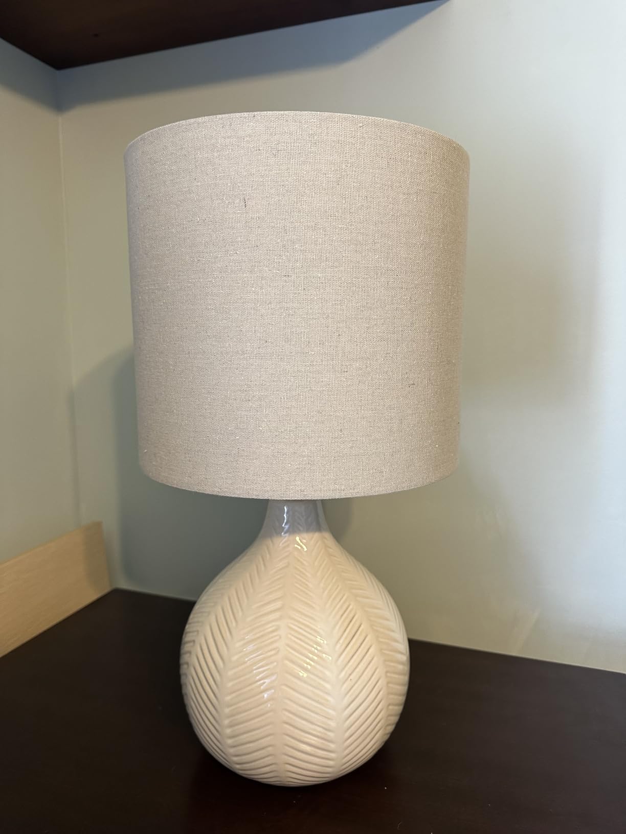 Signature Design by Ashley Ceramic Table Lamp, Bedside, Antique White customer photo 2