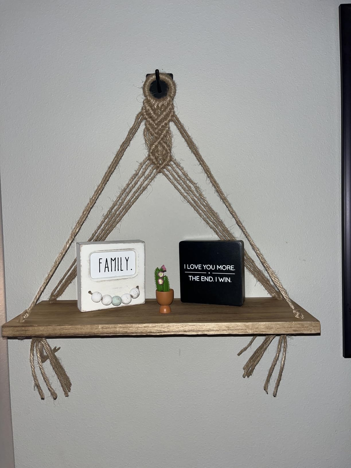 Mkono Macrame Hanging Shelves Boho Wall Decor Set of 2 Floating Wood Shelf customer photo 1