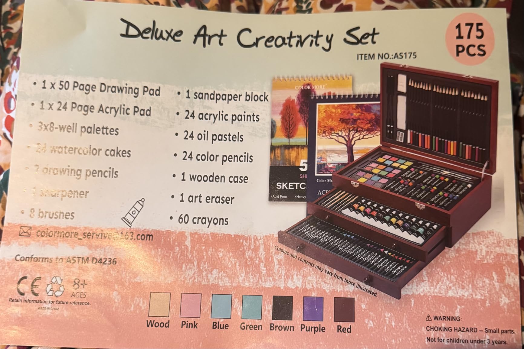 TMOL Art Supplies, 175-Pack Deluxe Art Set Drawing Painting Kit with 2 Drawing Pads, Acrylic Paints, Colored Pencils, Crayons, Art Kit in Wooden Case, Gift for Artist, Adults, Teens and Kids customer photo 1