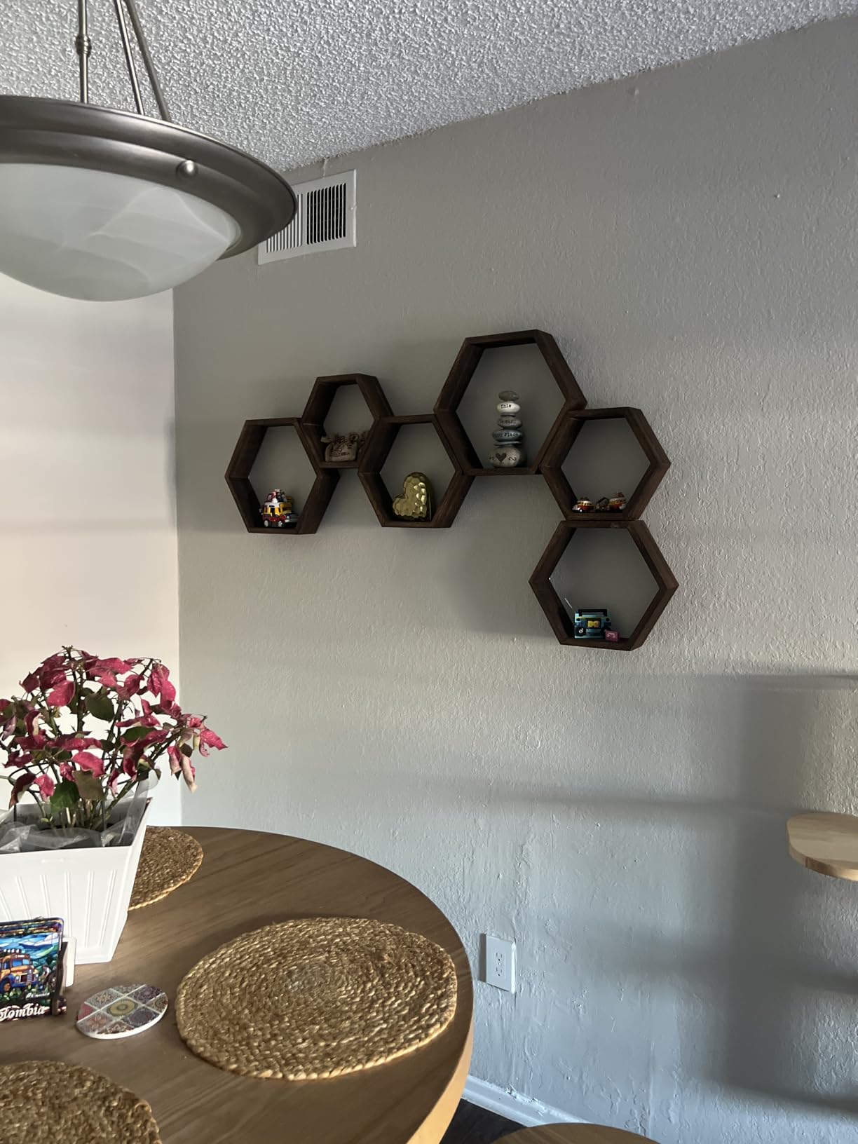 Hexagon Floating Shelves Set of 6, Paulownia Wood Honeycomb Wall Shelf customer photo 2