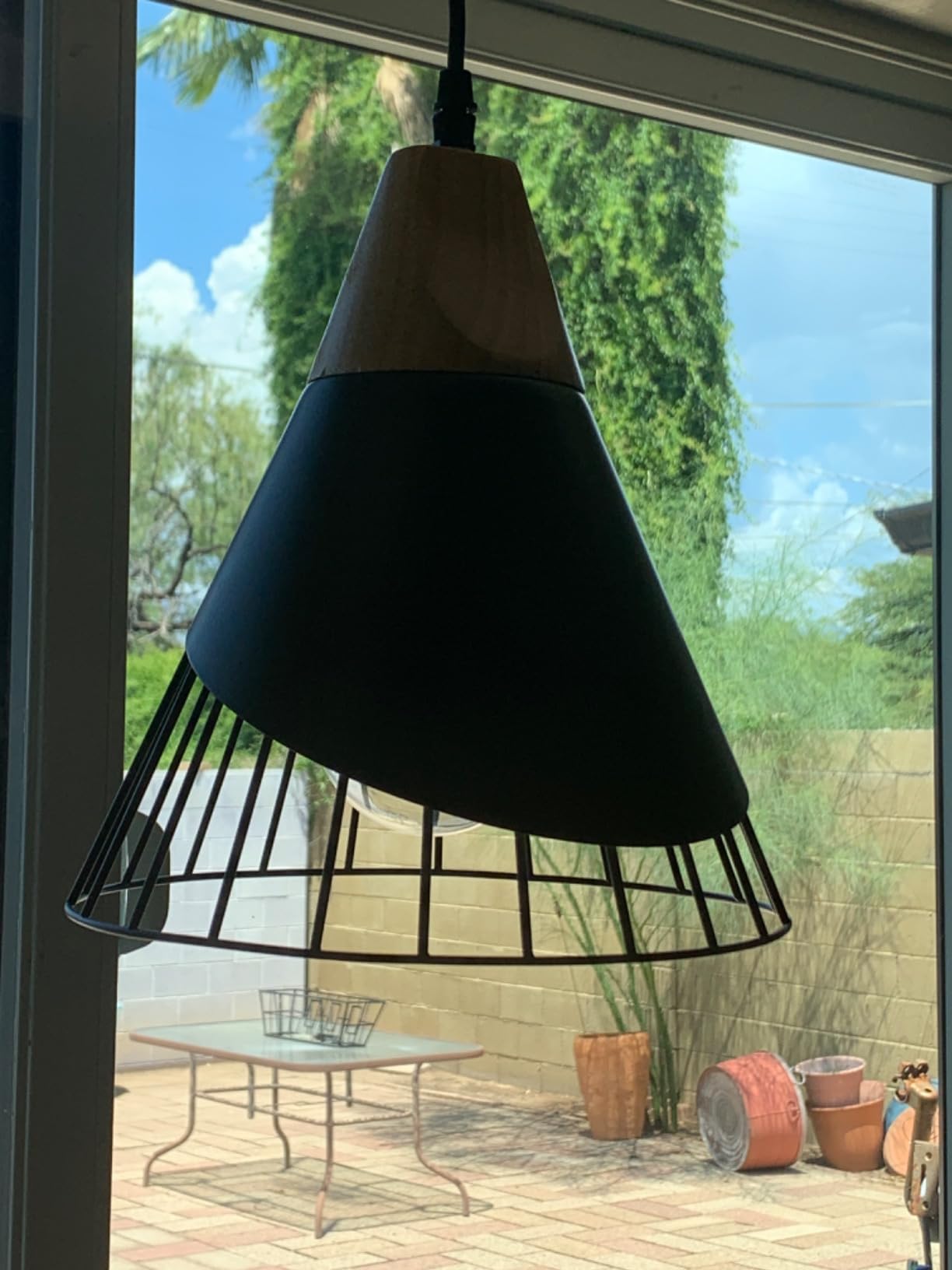 Pendant Light Black,Pendant Lights Kitchen Island,Wood Pendant Light,Adjustable Height Hanging Light Fixture for Kitchen Island Dining Room Bar Bedroom Hallway customer photo 2