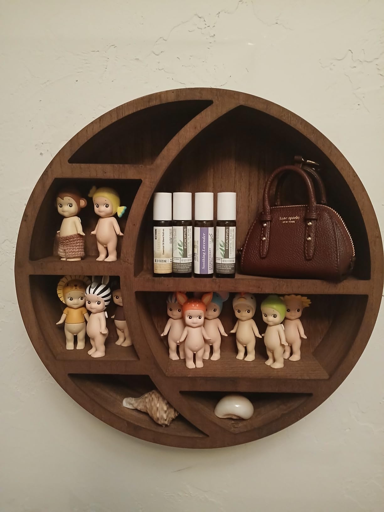 Wooden Crescent Moon Shelf Wall Decor — Aesthetic Floating Crystal Display Holder & Hanging Wall Organizer for Bedroom, Dorm & Spiritual Room Decor | 14