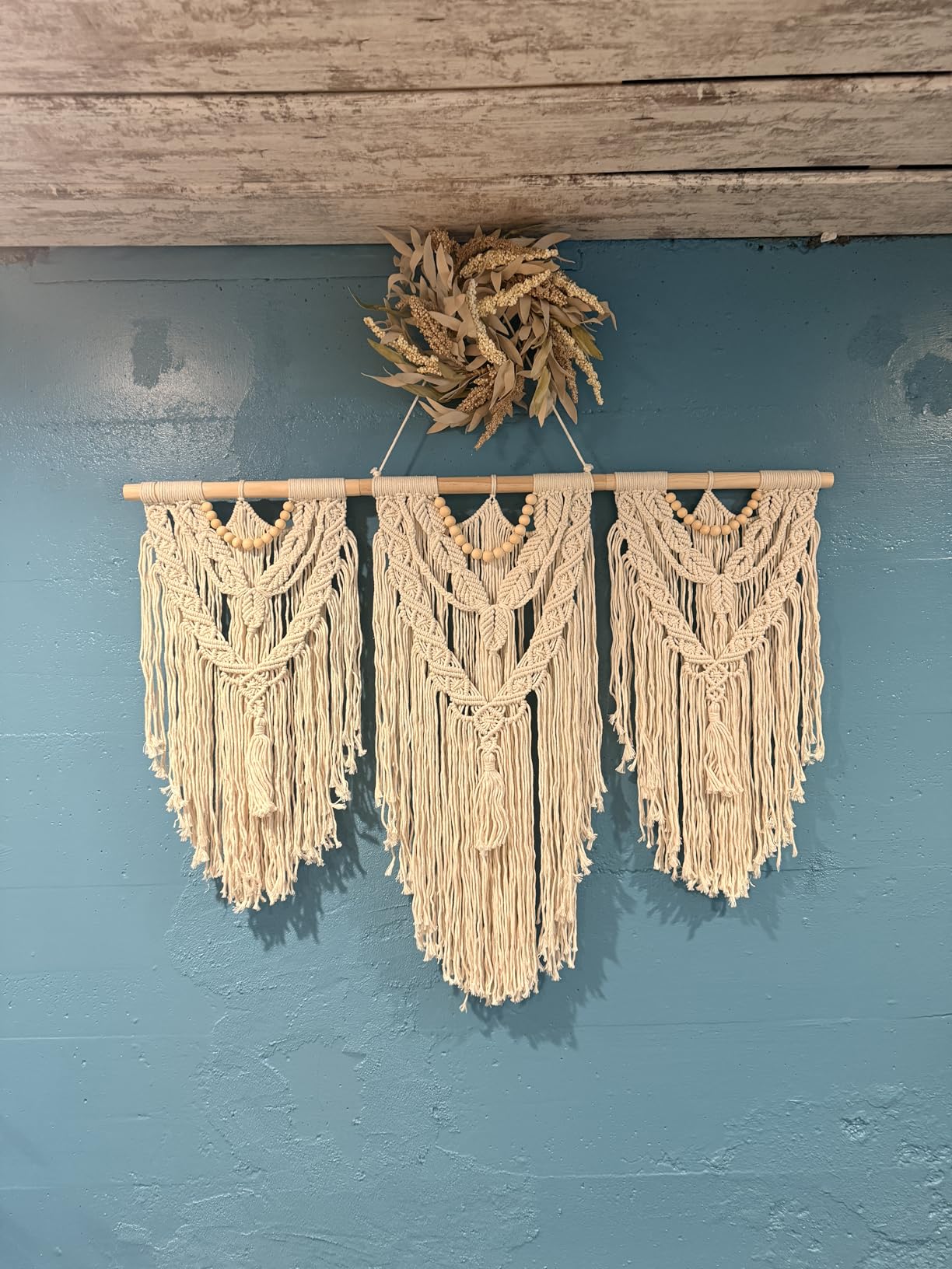 guzhiou large macrame wall hanging - Boho Tapestry Macrame Wall Decor Art- Chic Bohemian Handmade Woven Tapestry Home Decoration for Bedroom Living Room Apartment Wedding Party - 43