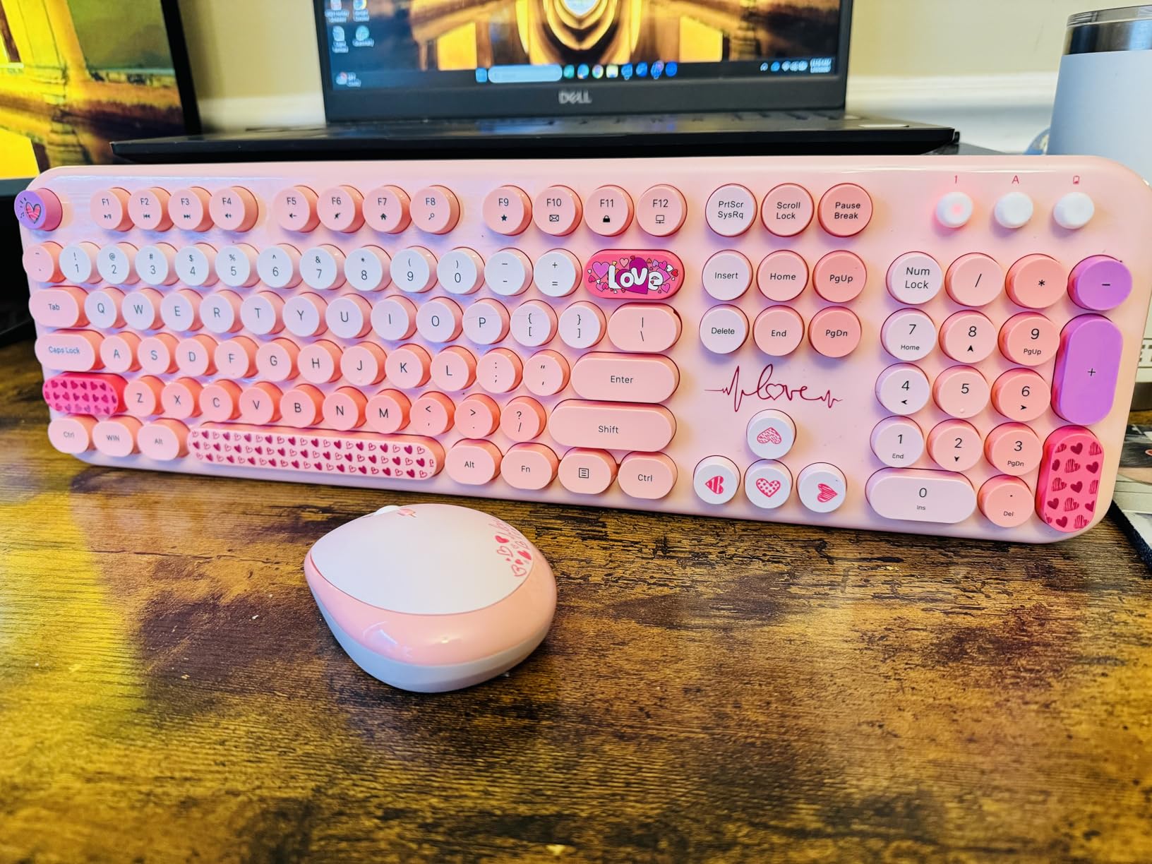 KNOWSQT Wireless Keyboard and Mouse Combo, MilkTea 104 Keys Full-Sized 2.4 GHz Round Keycap Colorful Keyboards, USB Receiver Plug and Play, for Windows, Mac, PC, Laptop, Desktop customer photo 1
