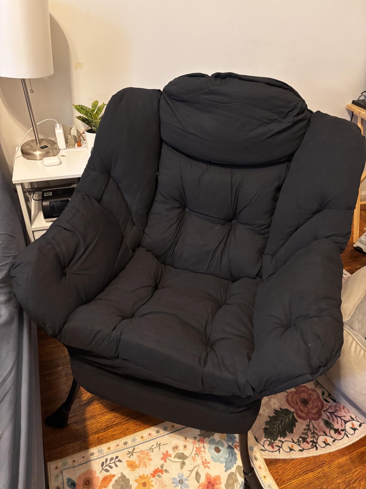 Welnow Lazy Chair with Ottoman, Reading Chair with Footrest,Dark Grey customer photo 1