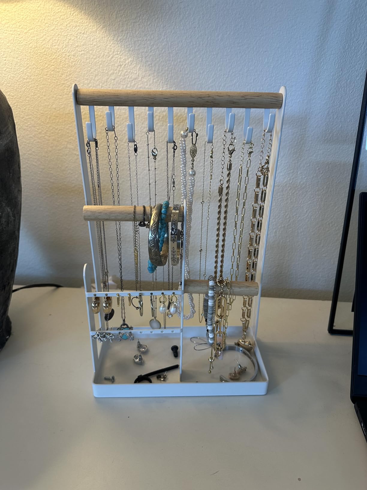 ProCase Cute Jewelry Stand, Aesthetic Jewelry Organizer for Dresser Vanity, Jewelry Holder Display for Necklaces Earrings, Gifts for Teen Girls Women, Bedroom Dorm Decor -Medium, White customer photo 2