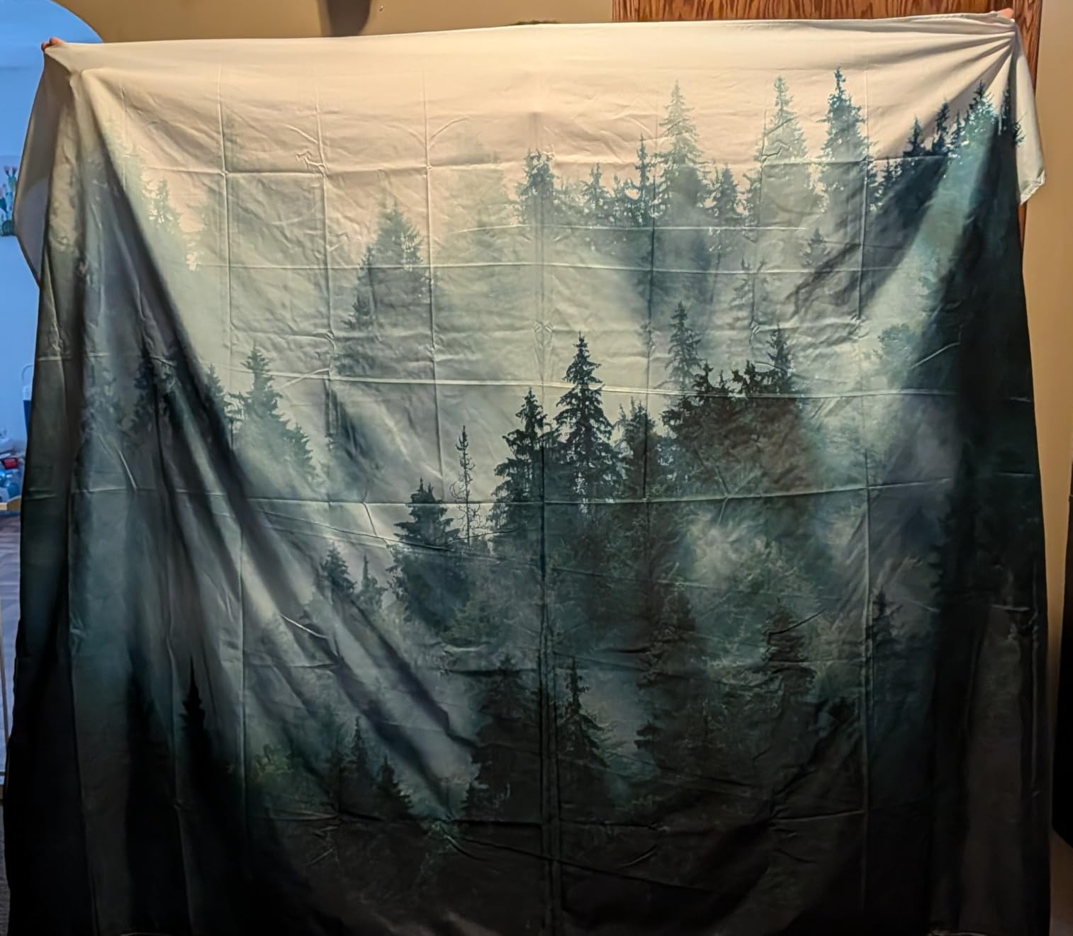 YISURE Extra Large Huge Tapestry 120(W) x 90(L) Inch, Nature Mountain Forest Tapestry, Scenic Green Pine Tree Waterfall Landscape Wall Hanging Tapestries for Home Office Dorm Indoor and Outdoor customer photo 2