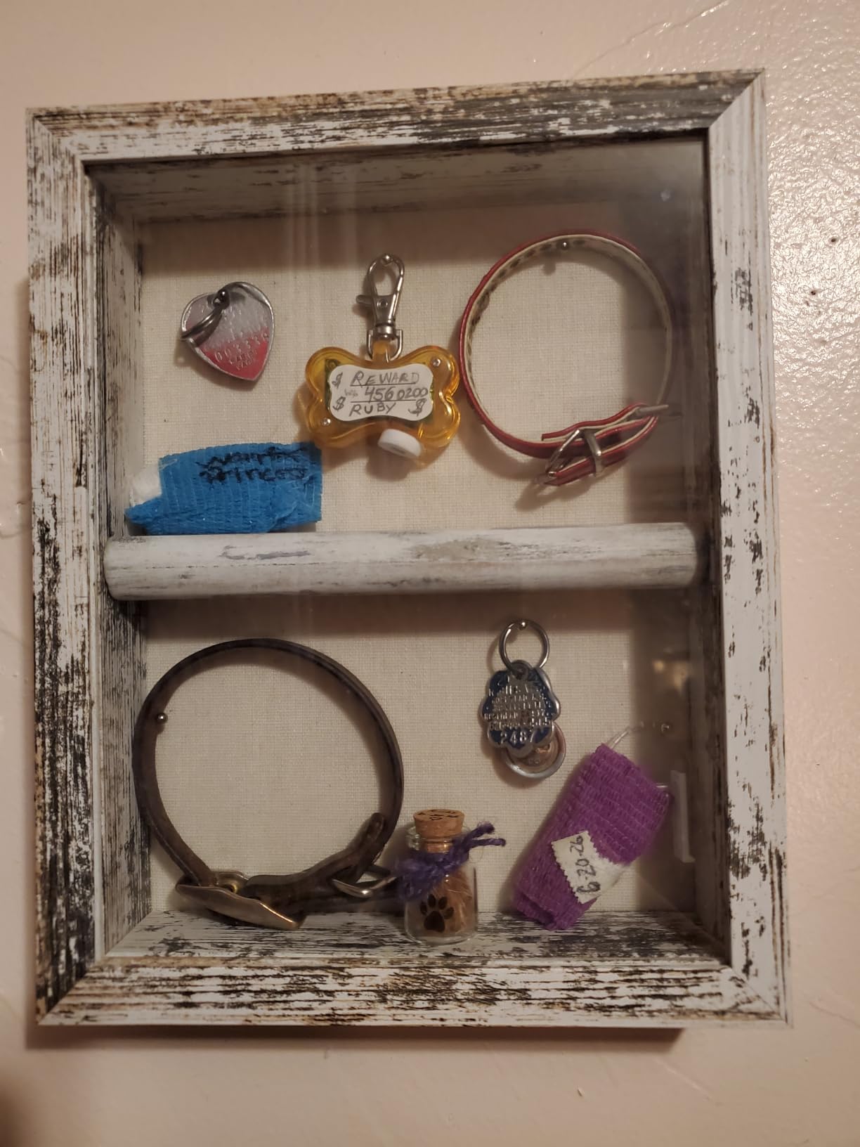 Califortree 8x10 Shadow Box Frame with Linen Back - Real Glass, Push Pins Included, Sturdy Rustic Memory Display Case, Fits 6.8x8.8 Inserts, Distressed White customer photo 1