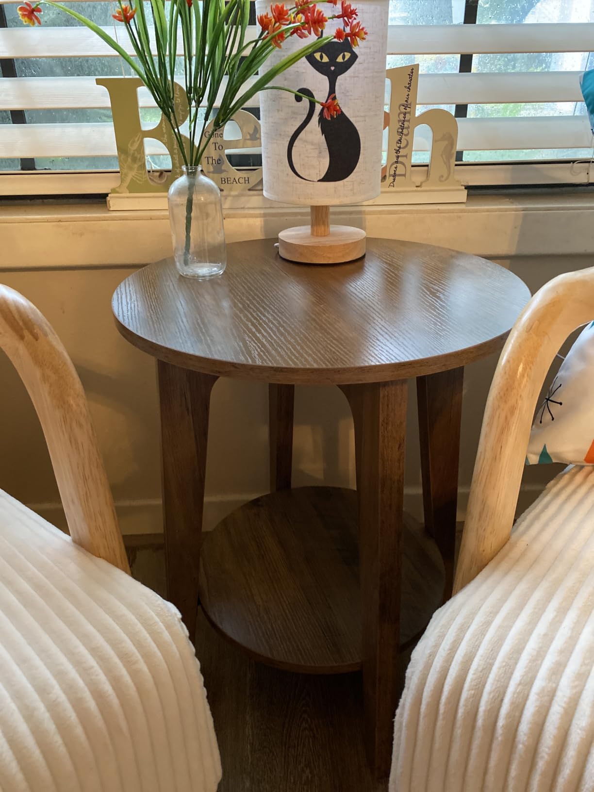VASAGLE Round Side Table with Lower Shelf, End Table for Small Spaces customer photo 1