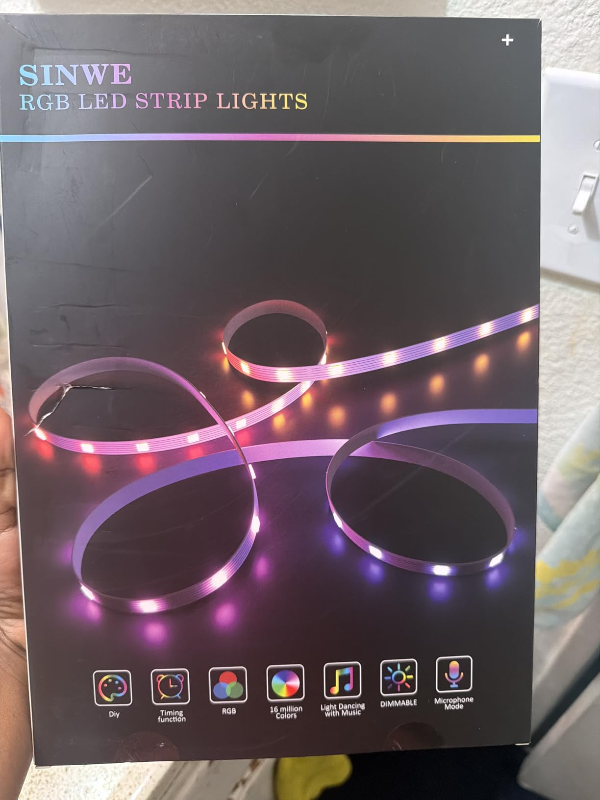 Keepsmile 100ft Led Strip Lights (2 Rolls of 50ft) Bluetooth Smart App Control Music Sync Color Changing RGB Led Light Strip with Remote,Led Lights for Bedroom Room Home Decor Party Festival customer photo 1