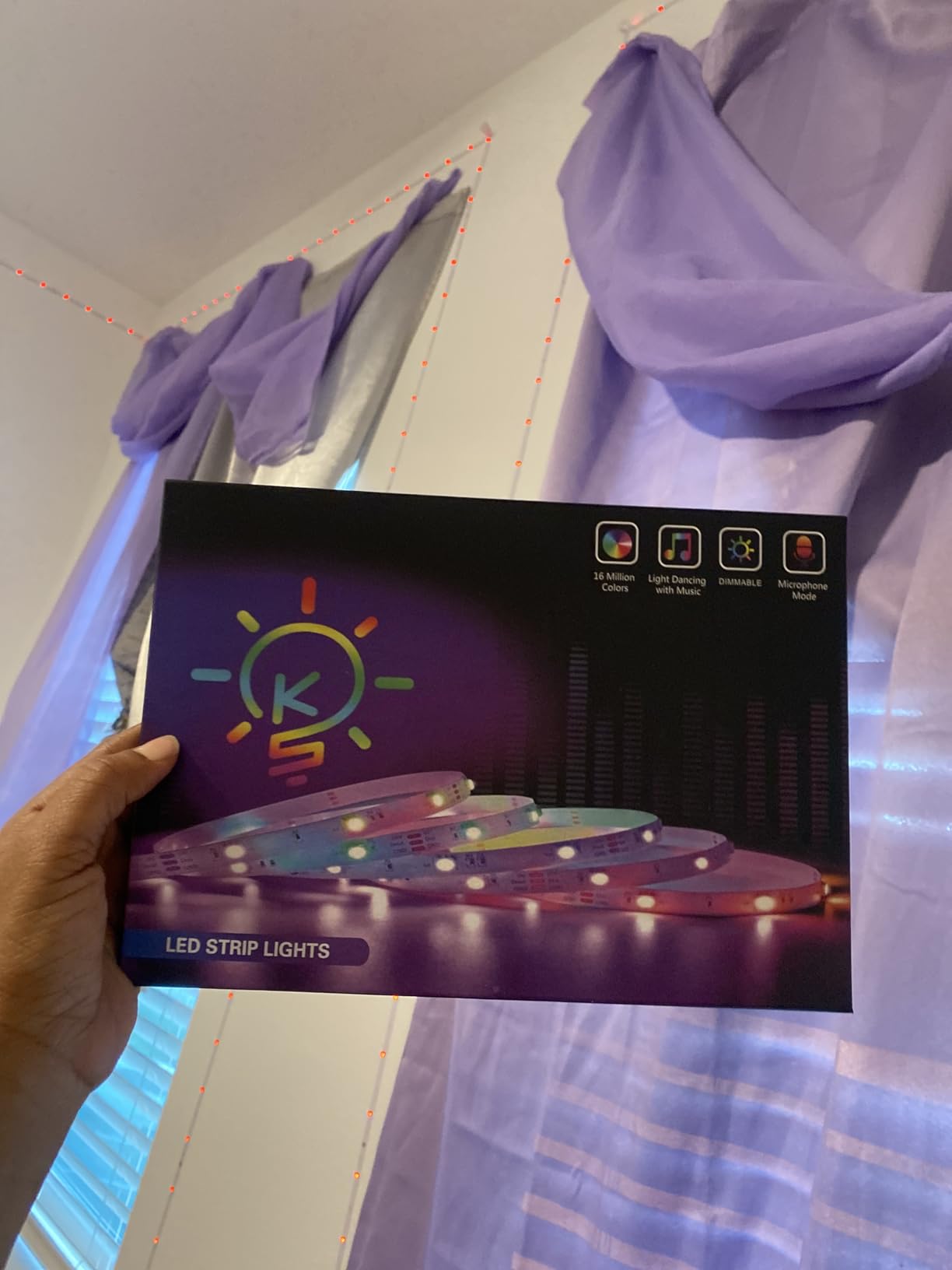 Keepsmile 100ft Led Strip Lights (2 Rolls of 50ft) Bluetooth Smart App Control Music Sync Color Changing RGB Led Light Strip with Remote,Led Lights for Bedroom Room Home Decor Party Festival customer photo 2