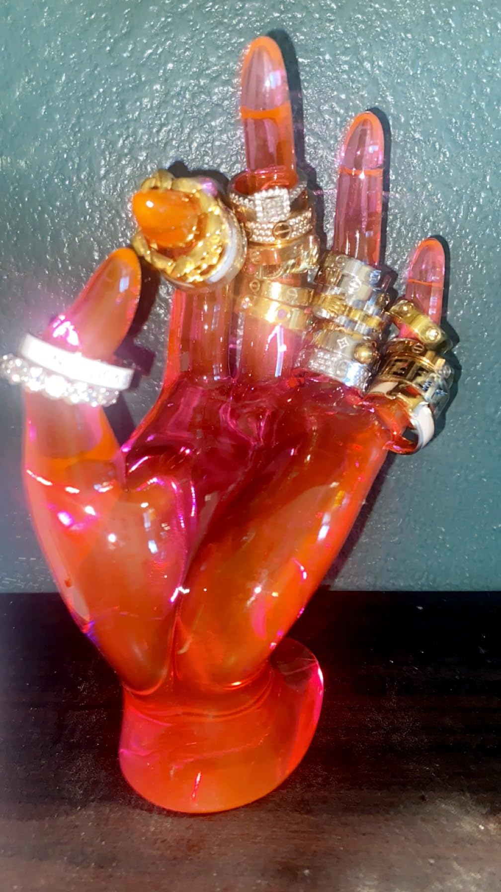 Maxsirui Hand Form Ring Holder Jewelry Display Organization Rack Bracelet Ring Watch Stand Support Aesthetic Y2k Room Decor (Rose Red) customer photo 2