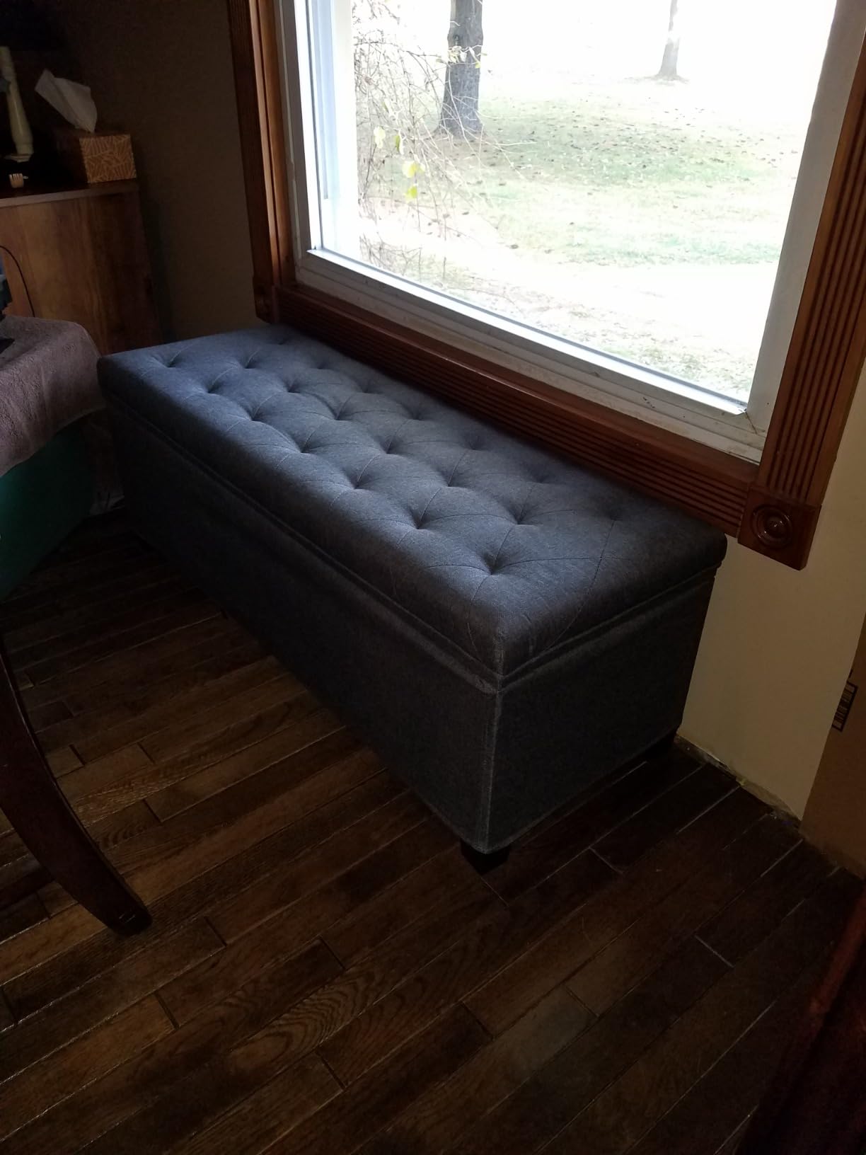 SONGMICS Storage Ottoman Bench, Foot Rest with Legs, Load up to 661.4 lb customer photo 2