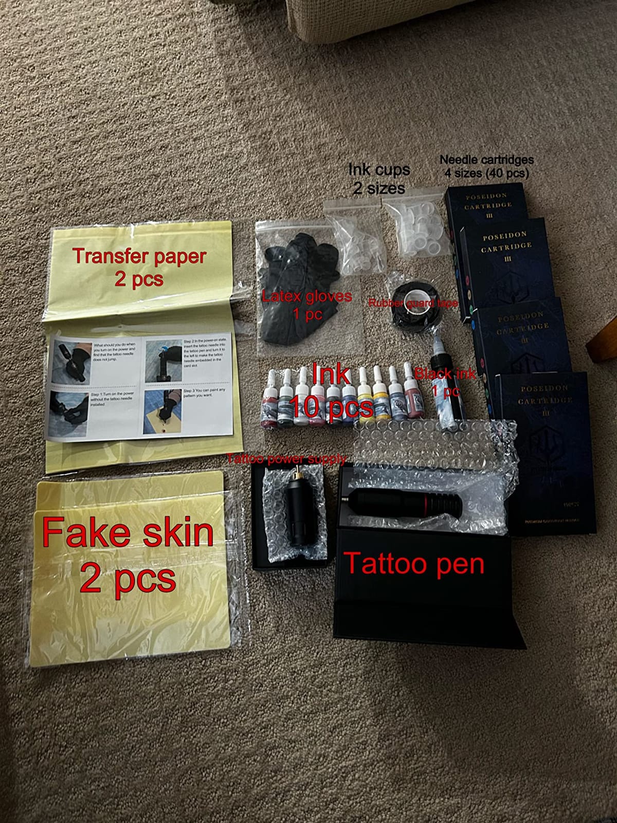 POSEIDON Tattoo Gun Kit, Wireless Tattoo Pen with 40 Cartridge Needles customer photo 1