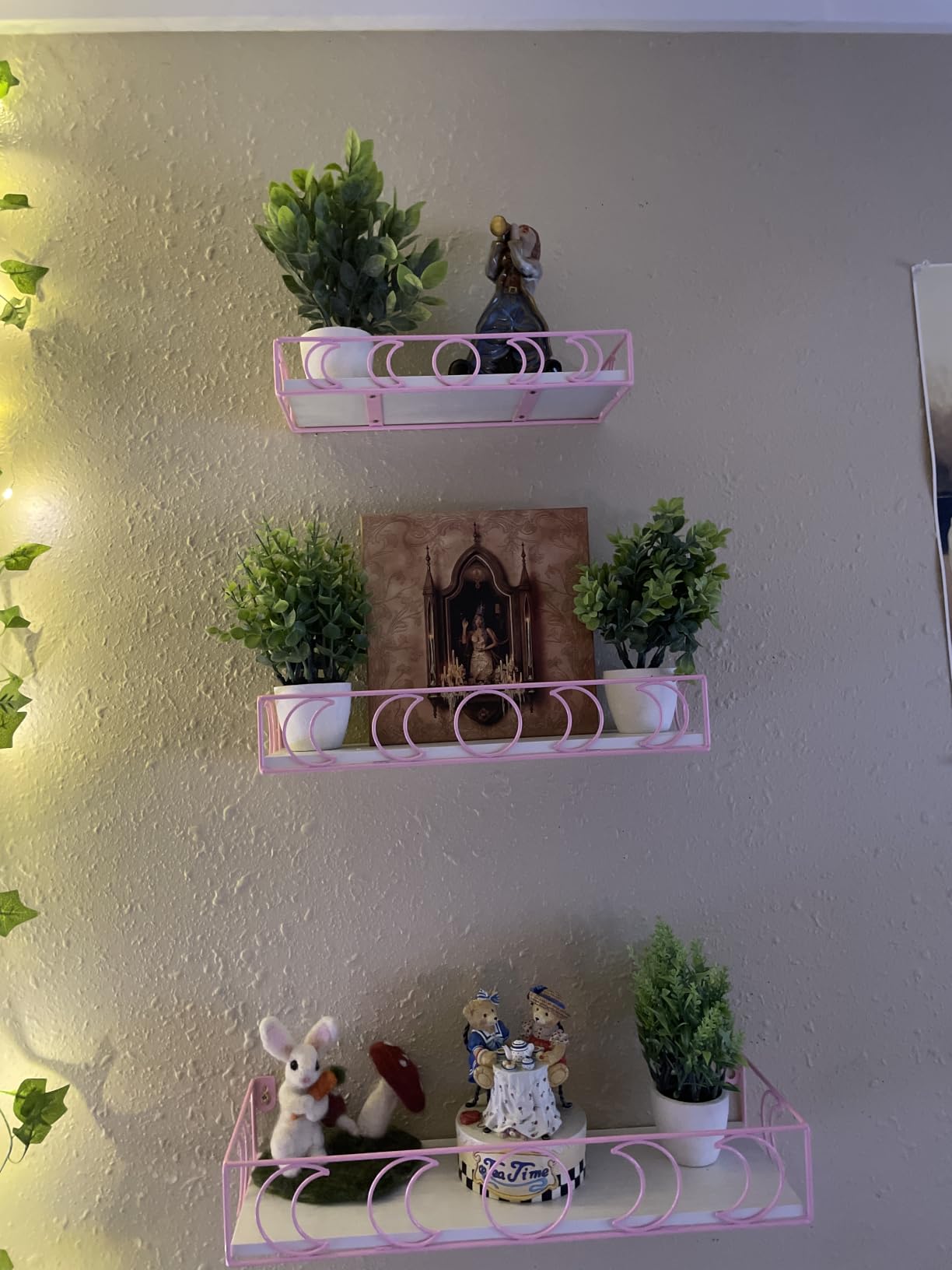 PHAREGE Moon Phase Floating Shelves Brown Black Set of 3 customer photo 2