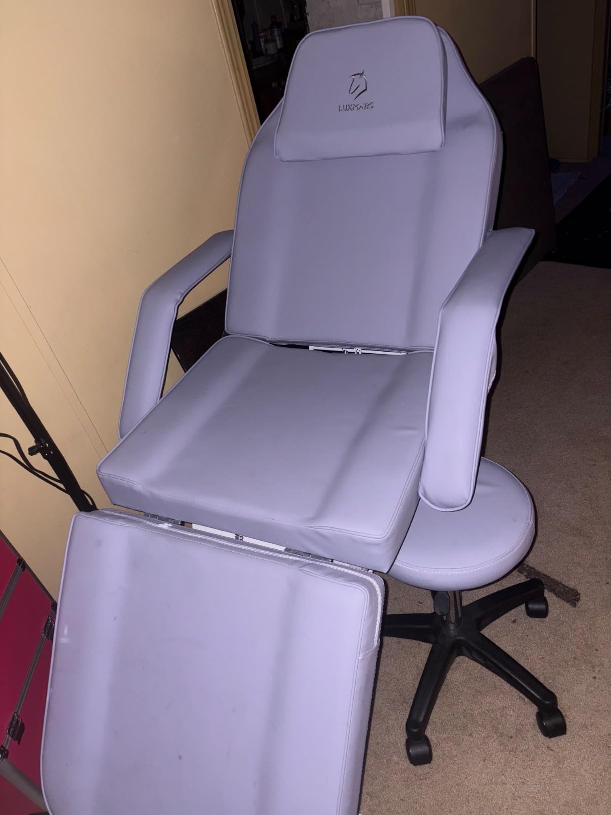 Facial Chair,73″ Tattoo Chair for Client,3-Section Adjustable Massage Table with Stool,Multipurpose Beauty Beds Salon Equipment for Esthetician,Tattooshop,Spa (Black) customer photo 1
