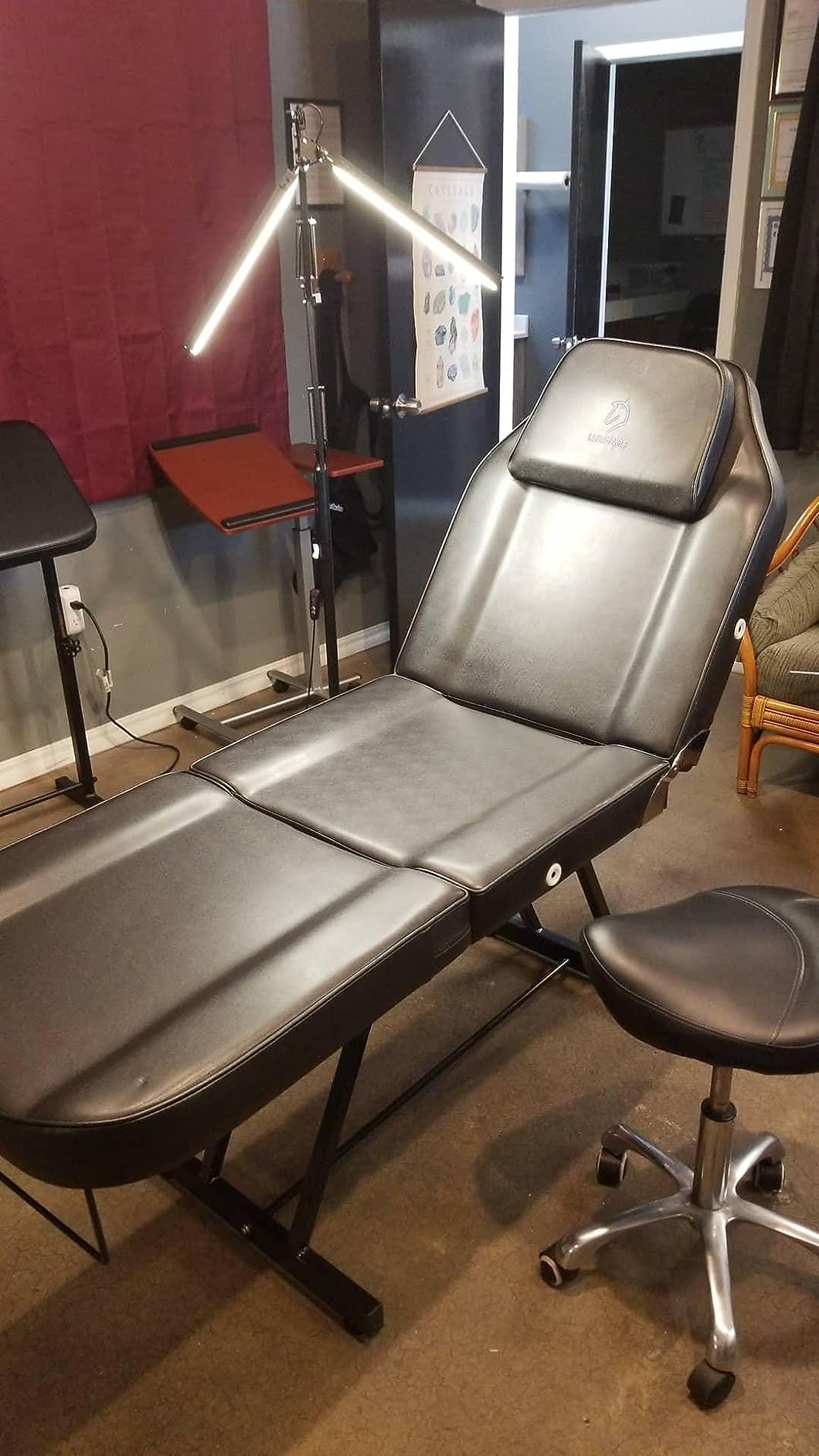 Facial Chair,73″ Tattoo Chair for Client,3-Section Adjustable Massage Table with Stool,Multipurpose Beauty Beds Salon Equipment for Esthetician,Tattooshop,Spa (Black) customer photo 2