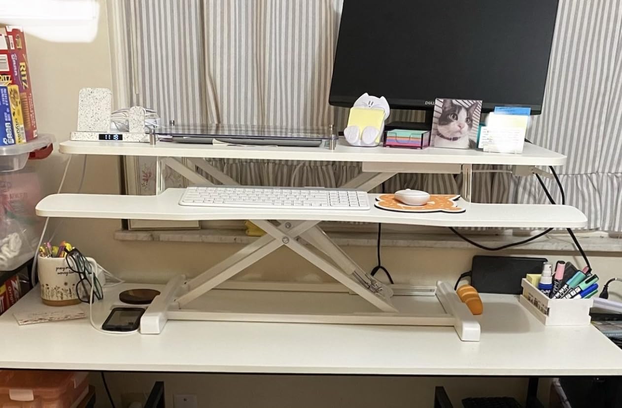 VIVO Rustic Vintage Brown 32 inch Standing Desk Converter, DESK-V000KN customer photo 2