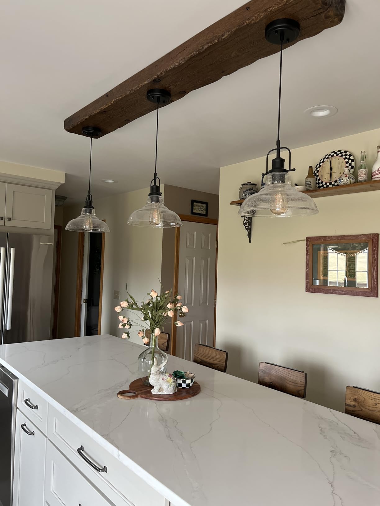 Zlepmlla Glass Pendant Light, Black Famrhouse Pendant Light Fixture customer photo 1