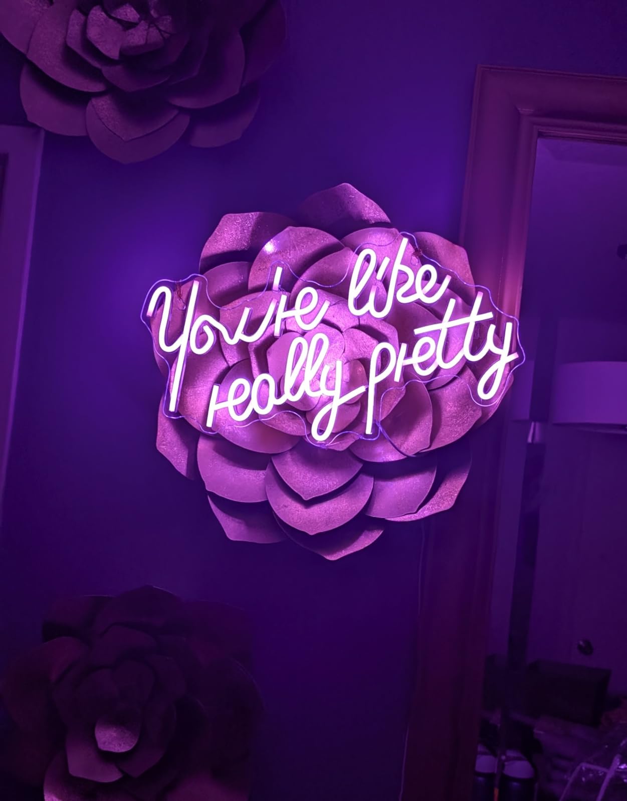 Lucunstar You're Like Really Pretty Neon Sign Led Sign Pink Led Neon Light for Wall Decor Neon Signs for Wall Decor Light Sign for Wedding Dimmable Switch USB with Neon Sign for Bedroom Home Decor customer photo 1