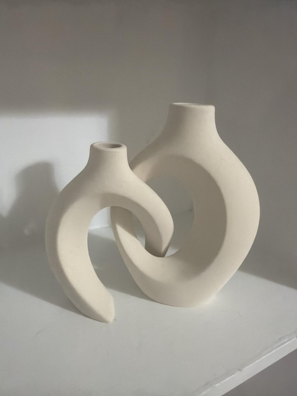 Levvohd Snuggle Hollow Ceramic Vase Set of 2 for Modern Nordic Home Decor customer photo 1