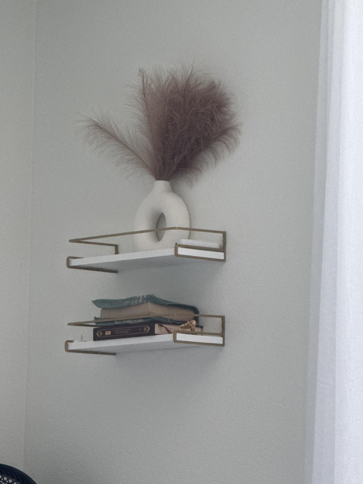 Forbena Floating Bathroom Shelves Wall Mounted, White and Gold Wall Shelf customer photo 1