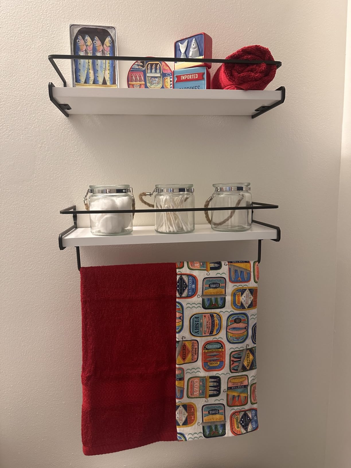 Forbena Floating Bathroom Shelves Wall Mounted, White and Gold Wall Shelf customer photo 2