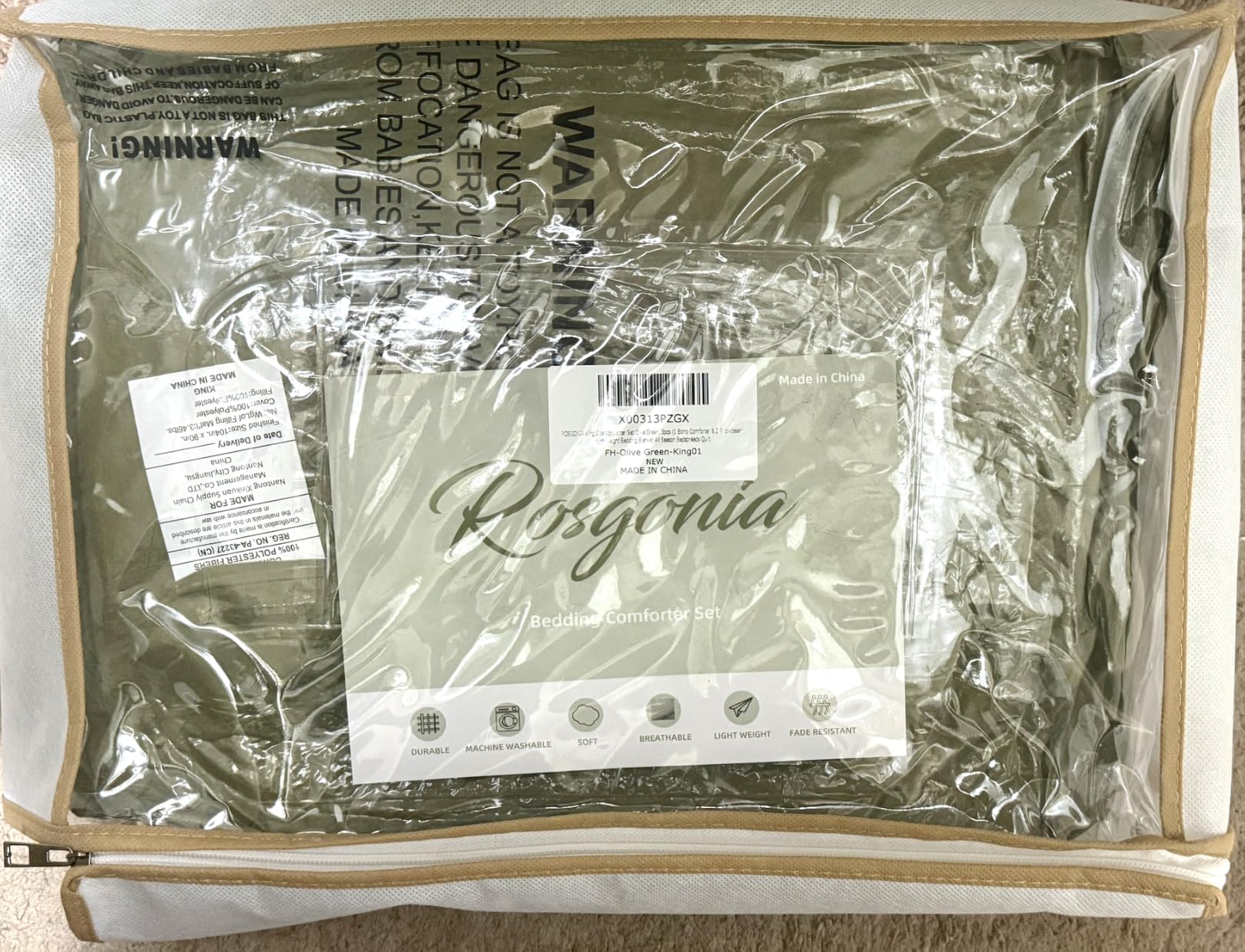 ROSGONIA Queen Comforter Set Oatmeal, 3pcs(1 Boho Oatmeal Comforter & 2 Pillowcases) All Season Soft Bedding Lightweight Bedspread Blanket Quilt customer photo 2
